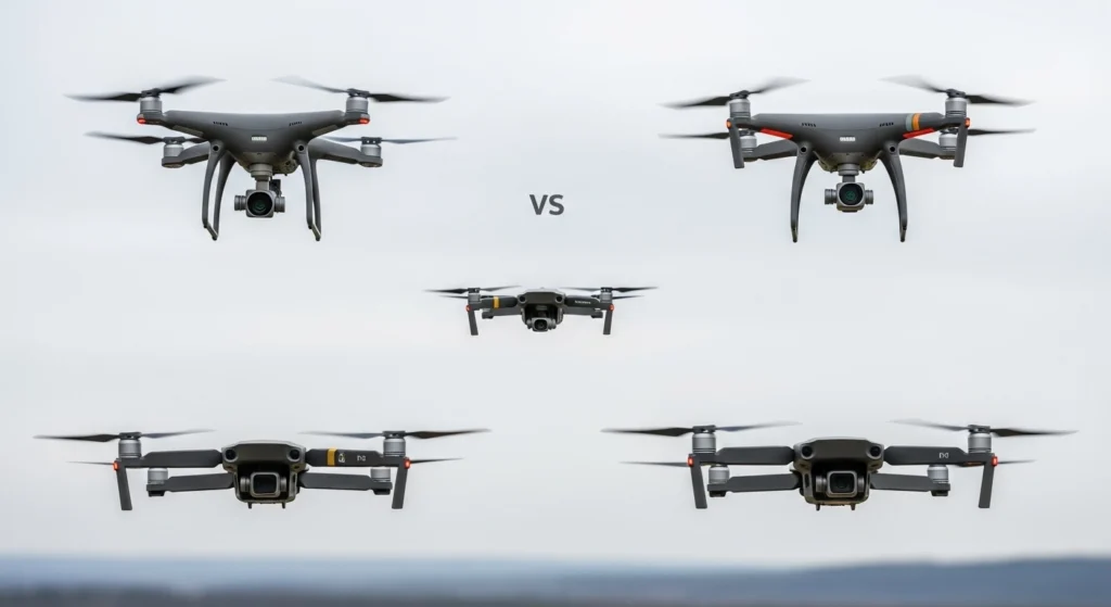 Comparativo visual de drones representando o melhor drone para comprar em 2026