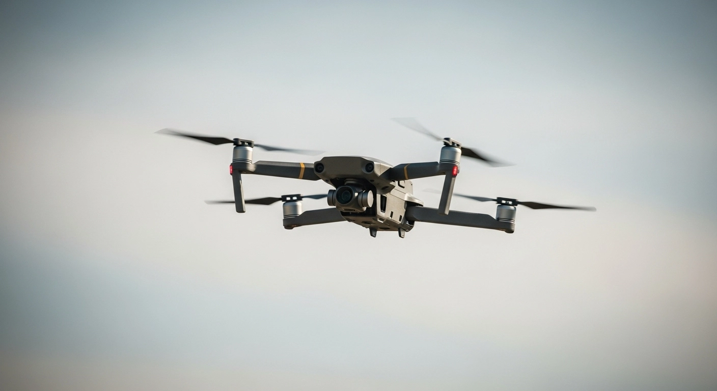 Drone moderno voando ao ar livre representando o melhor drone para comprar em 2026